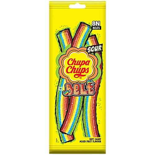 Chupa Chups Sour Belt - Mixed Fruit, 57.6 g x 2 + Tubes - Strawberry & Watermelon, 80g x 2, Combo 4 items