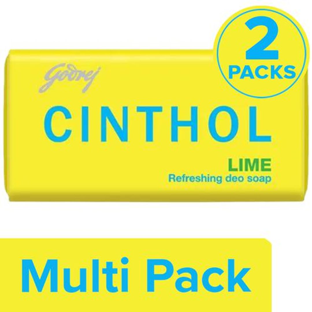 Cinthol Refreshing Deo Lime Bath Soap - 99.9% Germ Protection, 2x100 g Multipack