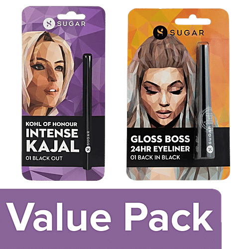 Buy SUGAR Cosmetics Kohl Of Honour Intense Kajal 0.25 g + Gloss Boss