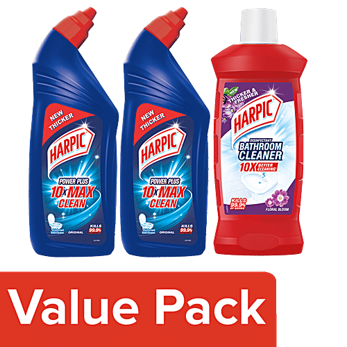 Buy Harpic Disinfectant Toilet Cleaner,Original(2x1L) + Bathroom Cleaner Liquid, Floral,1L