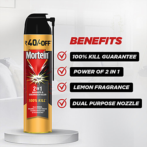 Mortein 2-In-1 Mosquito & Cockroach,600ml + Mosquito & Fly Killer Spray, 425ml, Combo 2 Items 