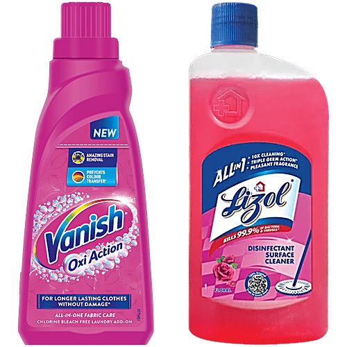 bb Combo Vanish All In One Liquid Detergent,800ml + Lizol Surface&Floor Cleaner Floral,1L, Combo 2 Items 