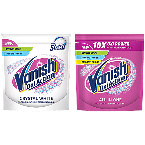 Vanish Oxi Action - All In One Stain Remover + White Fabric Whitener, 400 g Each, Combo 2 Items