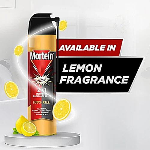 Mortein 2-In-1 Mosquito & Cockroach Killer Spray - Lemon Fragrance, 3x600 ml (Multipack) 100% Kill