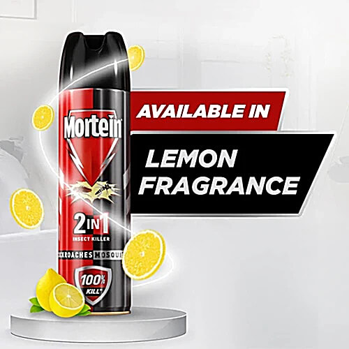 Mortein 2-In-1 Mosquito & Cockroach Killer Spray - Lemon Fragrance, 3x600 ml (Multipack) 100% Kill