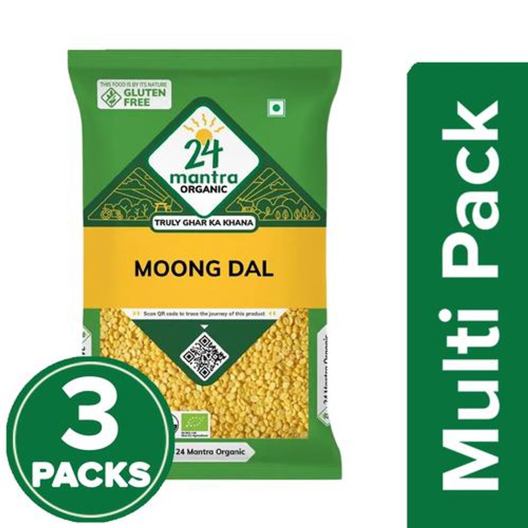 24 Mantra Organic Moong Dal, 3x500 g Multipack