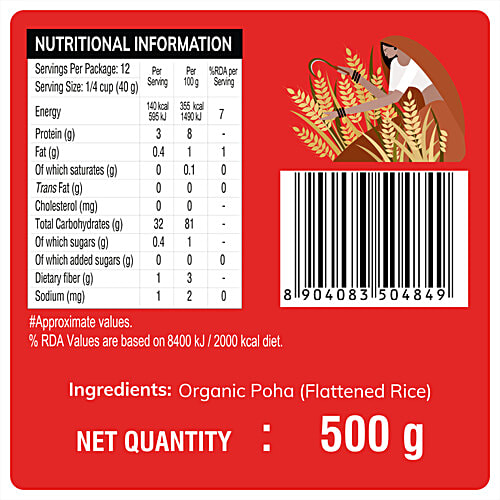 24 Mantra Organic Poha, 2x500 g Multipack 