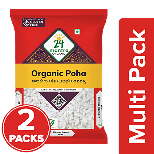 24 Mantra Organic Poha, 2x500 g Multipack 