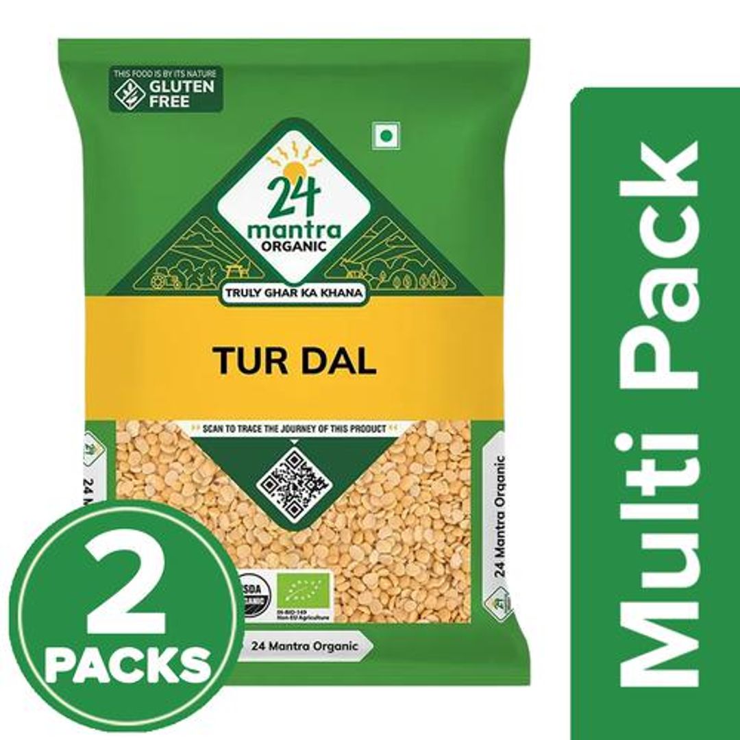 24 Mantra Organic Tur/Arhar Dal, 2x1 kg Multipack