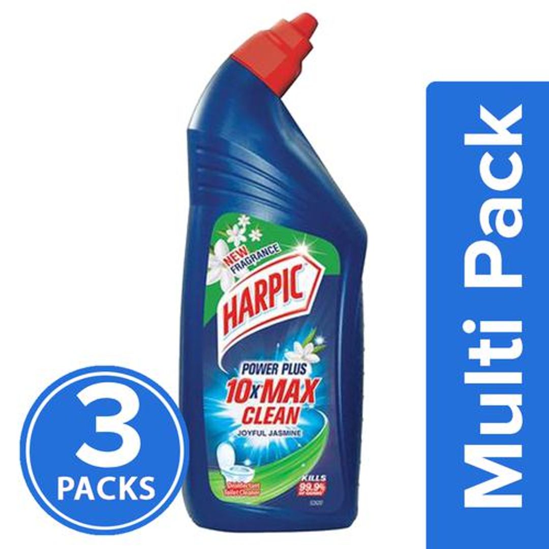 Harpic Disinfectant Toilet Cleaner Liquid - Jasmine, Removes Dirt & Stains, 3x1 L Multipack