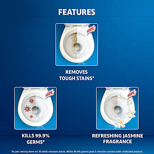 Harpic Disinfectant Toilet Cleaner Liquid - Jasmine, Removes Dirt & Stains, 3x500 ml Multipack