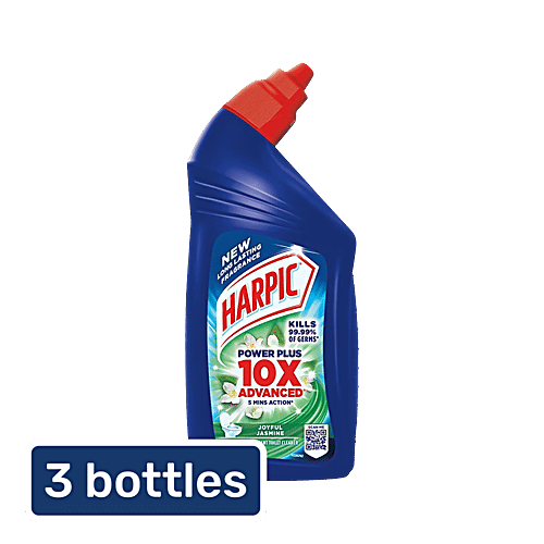 Harpic Disinfectant Toilet Cleaner Liquid - Jasmine, Removes Dirt & Stains, 3x500 ml Multipack