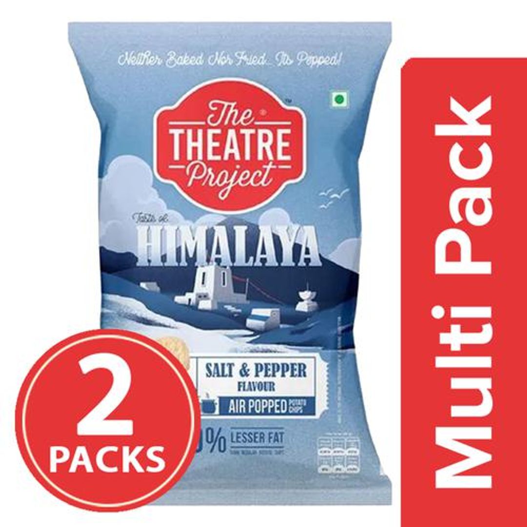 The Theatre Project Air Popped Potato Chips - Himalaya Salt & Pepper, 2 x 51g Multipack