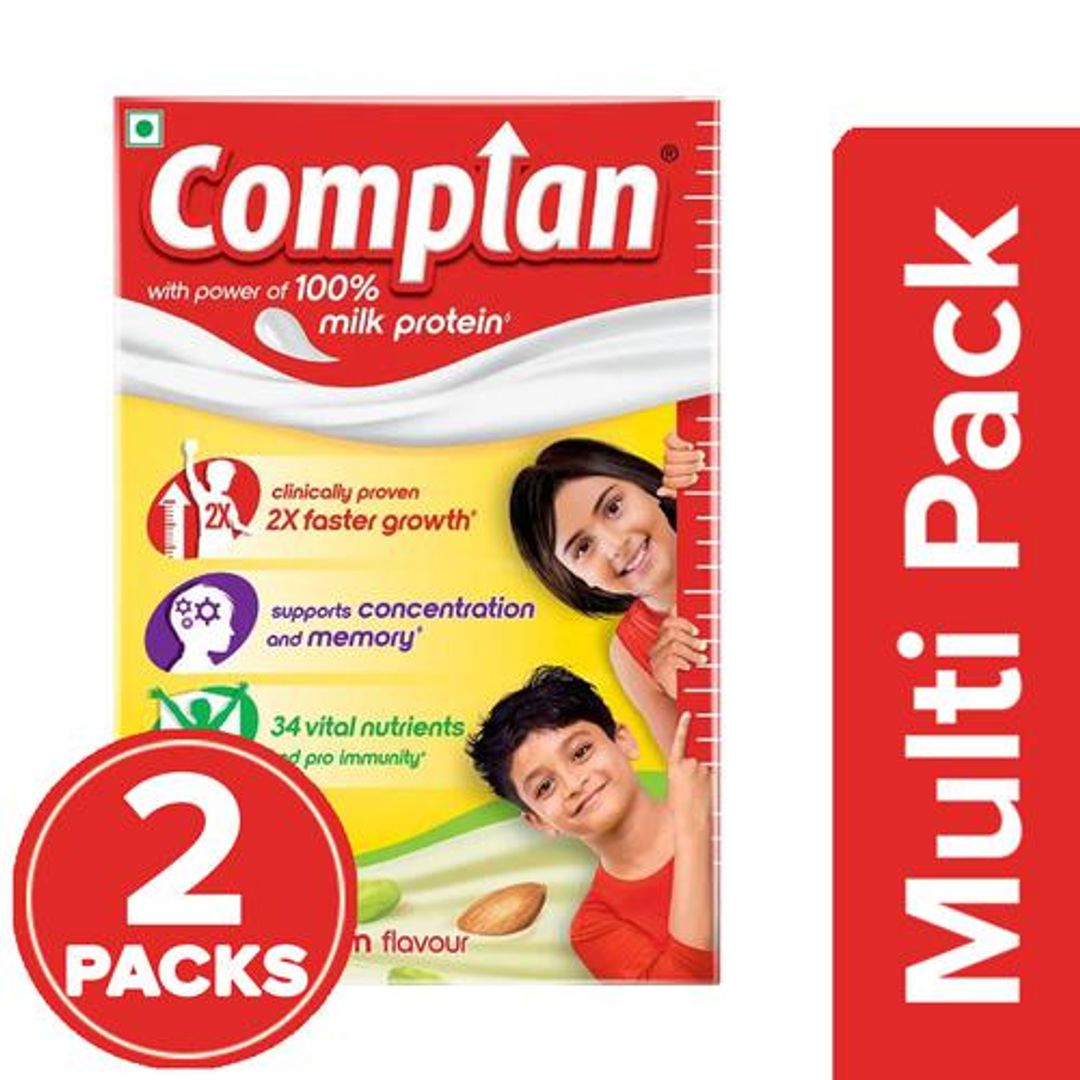 Complan Nutrition & Health Drink - Improves Concentration & Memory, Pista Badam Flavour, 2x500 g Multipack
