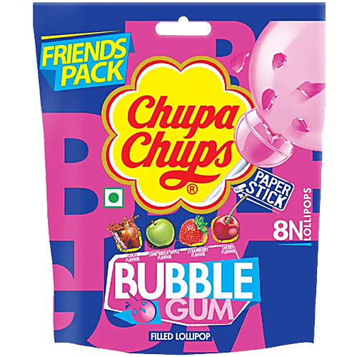 Chupa Chups Bubble Gum Filled Lollipop - Assorted Flavour, 2 x 96 g (16 pcs) 