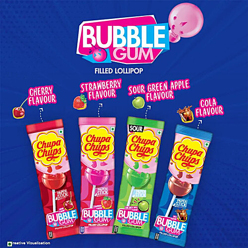 Chupa Chups Bubble Gum Filled Lollipop - Assorted Flavour, 2 x 96 g (16 pcs) 