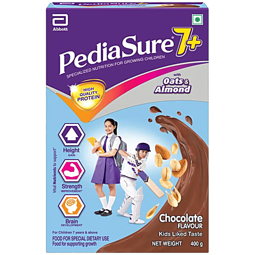 Pediasure 7+ Specialized Nutrition Drink Powder With Oats & Almonds - Chocolate Flavour, 2 x 400 g Multipack