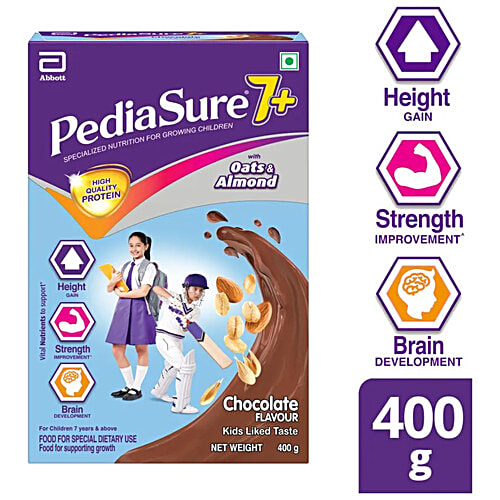 Pediasure 7+ Specialized Nutrition Drink Powder With Oats & Almonds - Chocolate Flavour, 2 x 400 g Multipack