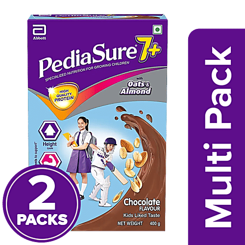 Pediasure 7+ Specialized Nutrition Drink Powder With Oats & Almonds - Chocolate Flavour, 2 x 400 g Multipack