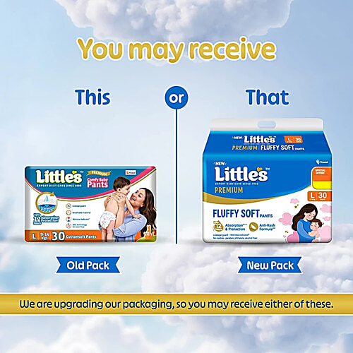 Little's Baby Diaper Pants - L, With Wetness Indicator & 12 Hours Absorption, 2x30 pcs Multipack 