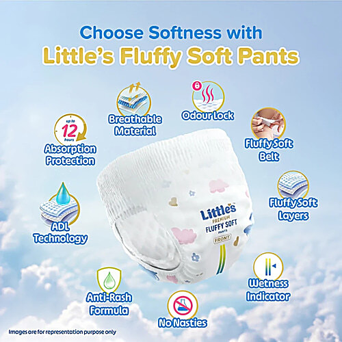 Little's Baby Diaper Pants - L, With Wetness Indicator & 12 Hours Absorption, 2x30 pcs Multipack 