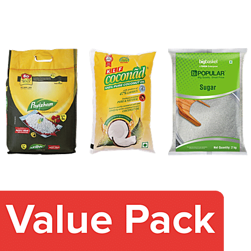 Buy bb Combo Pavizham White Kuruva Rice,5kg+KLF Coconad Coconut Oil,1L