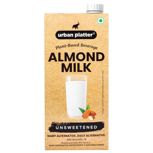 Urban Platter Almond Milk - Unsweetened, Lactose-Free, Plant-Based Milk Alternative, 6x1 L Multipack 