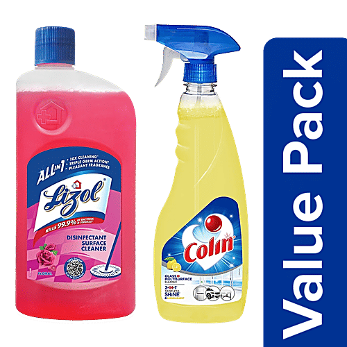 bb Combo Colin Glass & Multisurface Cleaner 500ml + Lizol Disinfectant Floor Cleaner-F 1L, Combo 2 Items