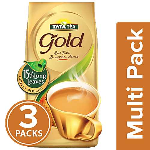 Tata Tea Gold Tea With Gently Rolled Long Leaves, 3 x 500 g (Multipack) 