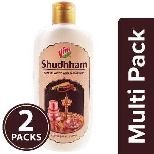 Vim Shudhham Gel - Sandalwood & Tamarind, For Copper, Brass, Silver, 2 x 250 ml Multipack 