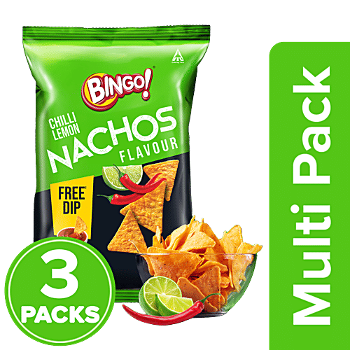 Bingo! Chilli Lemon Nachos Flavour, 3 x 132g Multipack