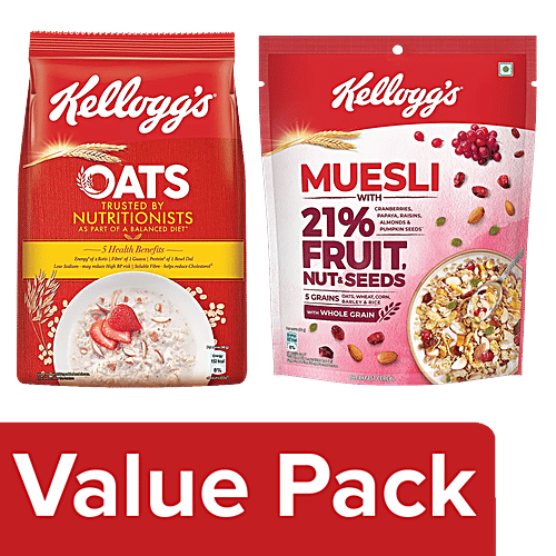 Buy Kelloggs Oats Low In Sodium, 400 g + Muesli Breakfast Cereal