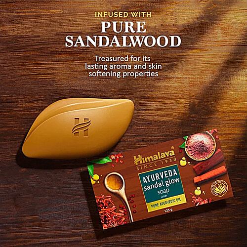 Himalaya Ayurveda Sandal Glow Soap - Nourishes & Softens Skin, Long Lasting Aroma, 8x125 g Multipack 