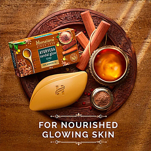 Himalaya Ayurveda Sandal Glow Soap - Nourishes & Softens Skin, Long Lasting Aroma, 8x125 g Multipack 