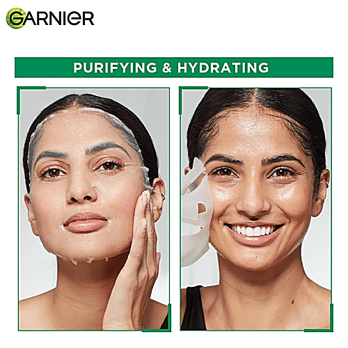 Garnier Hydra Bomb Face Serum Sheet Mask - For Oily & Combination Skin, 3x28 g Multipack With Hyaluronic Acid & Green Tea, Makes Skin Supple & Moisturised