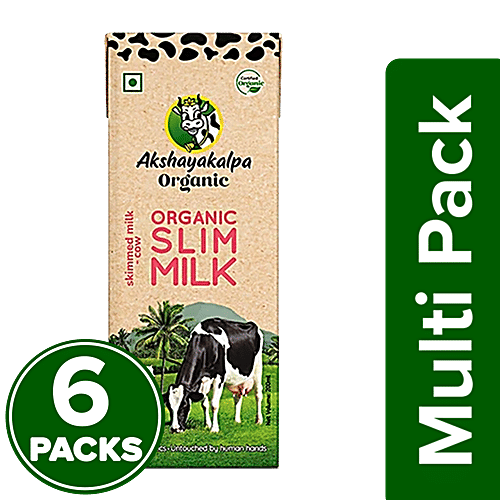 Akshayakalpa Organic Slim Milk, 6 x 200 ml Multipack 