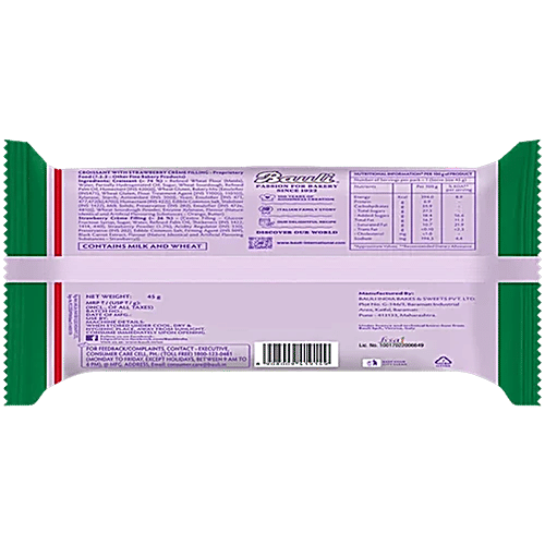 Bauli Moonfils Croissant - Strawberry Creme, Veg, 2 x 45 g Multipack 