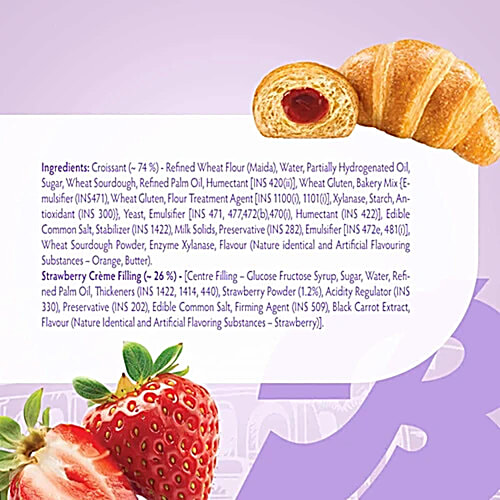 Bauli Moonfils Croissant - Strawberry Creme, Veg, 2 x 45 g Multipack 