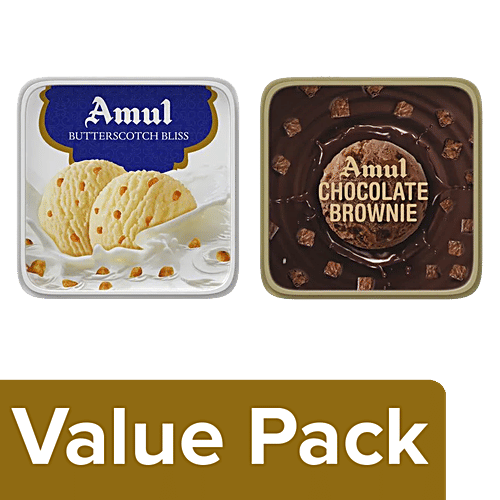 Buy Amul Ice Cream Butterscotch Bliss + Chocolate Brownie, Each 1 L