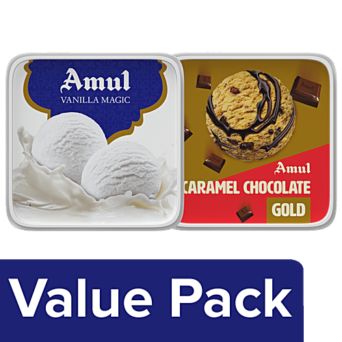 Buy Amul Ice Cream Vanilla Magic + Caramel Chocolate Gold, Each 1 L
