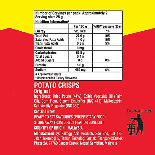 Pringles Potato Chips Original Flavour - Classic Salted, 2x40 g Multipack 