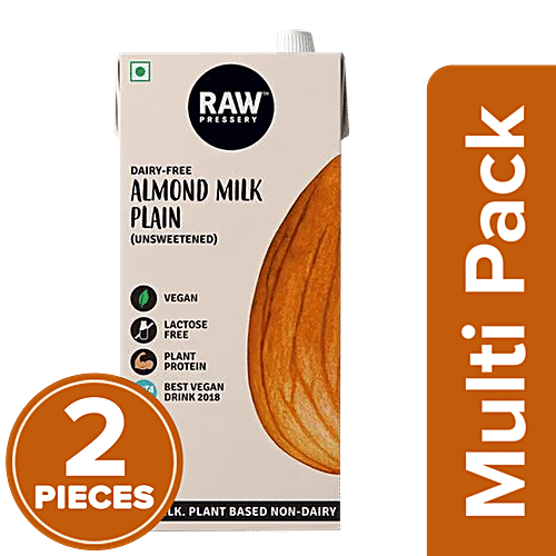 Buy Raw Pressery Almond Milk Plain, Unsweetened, Vegan, Plant Protein