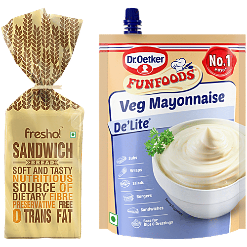 bb Combo Dr.Oetker FunFoods Veg Mayonnaise De'lite 750 g + fresho! Sandwich 400 g, Combo (2 Items)