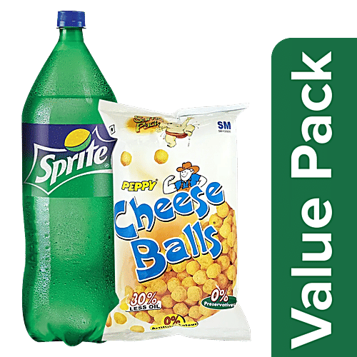 bb Combo Peppy Cheese Balls No Onion Or Garlic, 60 g + Sprite Soft Drink, 2.25 L, Combo (2 Items) 