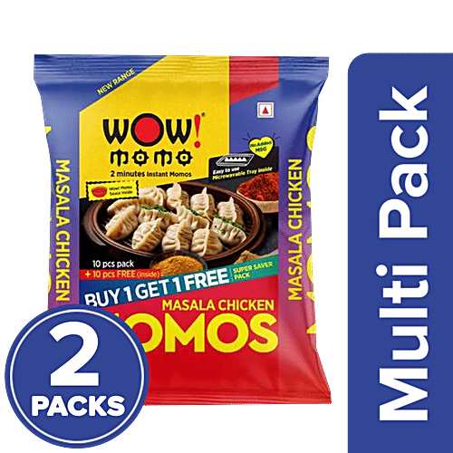 Wow! Momo Masala Chicken Momos - Buy 1 Get 1 Free, 2 x 10 pcs Multipack