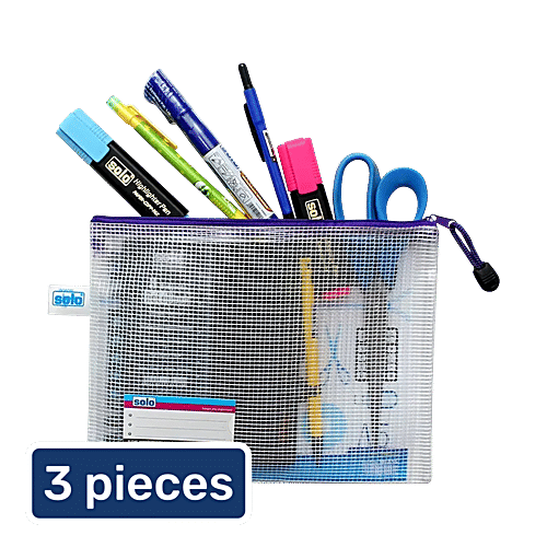Solo My Zipper Closure Bag/ Pouch - Transparent, 240 mm x 190 mm, 3 x 1 pc Multipack 