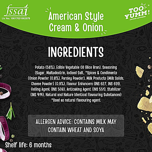 Too Yumm! American Style Cream & Onion Potato Chips, 2 x 84 g Multipack 