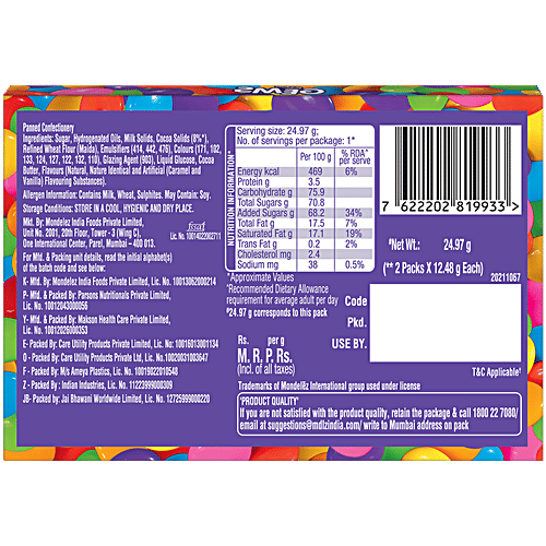 Cadbury Gems Chocolate Pack, 2x24.97 g (Multipack)