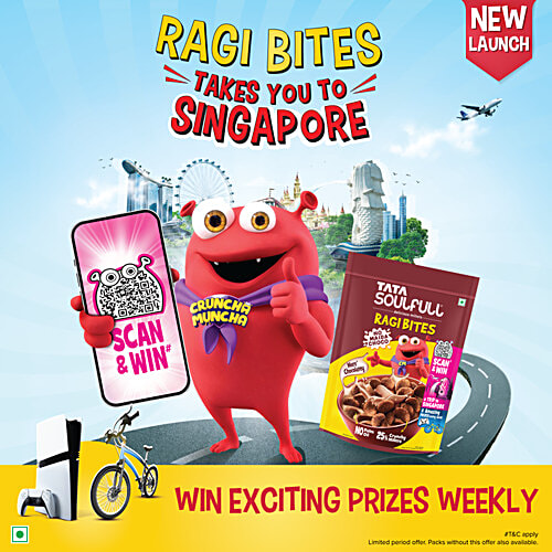 Tata Soulfull Ragi Bites No Maida Choco, 7 Grains, Protein Rich Breakfast Cereal, 2 x 375 g Multipack 