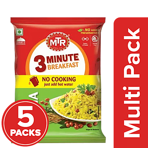 MTR 3 Minute Breakfast - Poha, 5 x 60 g Multipack 
